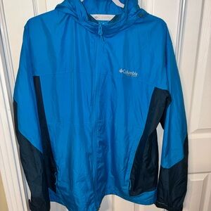 Columbia Field Gear Men's M Hooded Jacket, Windbreaker, Blue, Navy